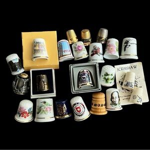Vintage Thimble Collection (22) from various countries and U.S. Some signed